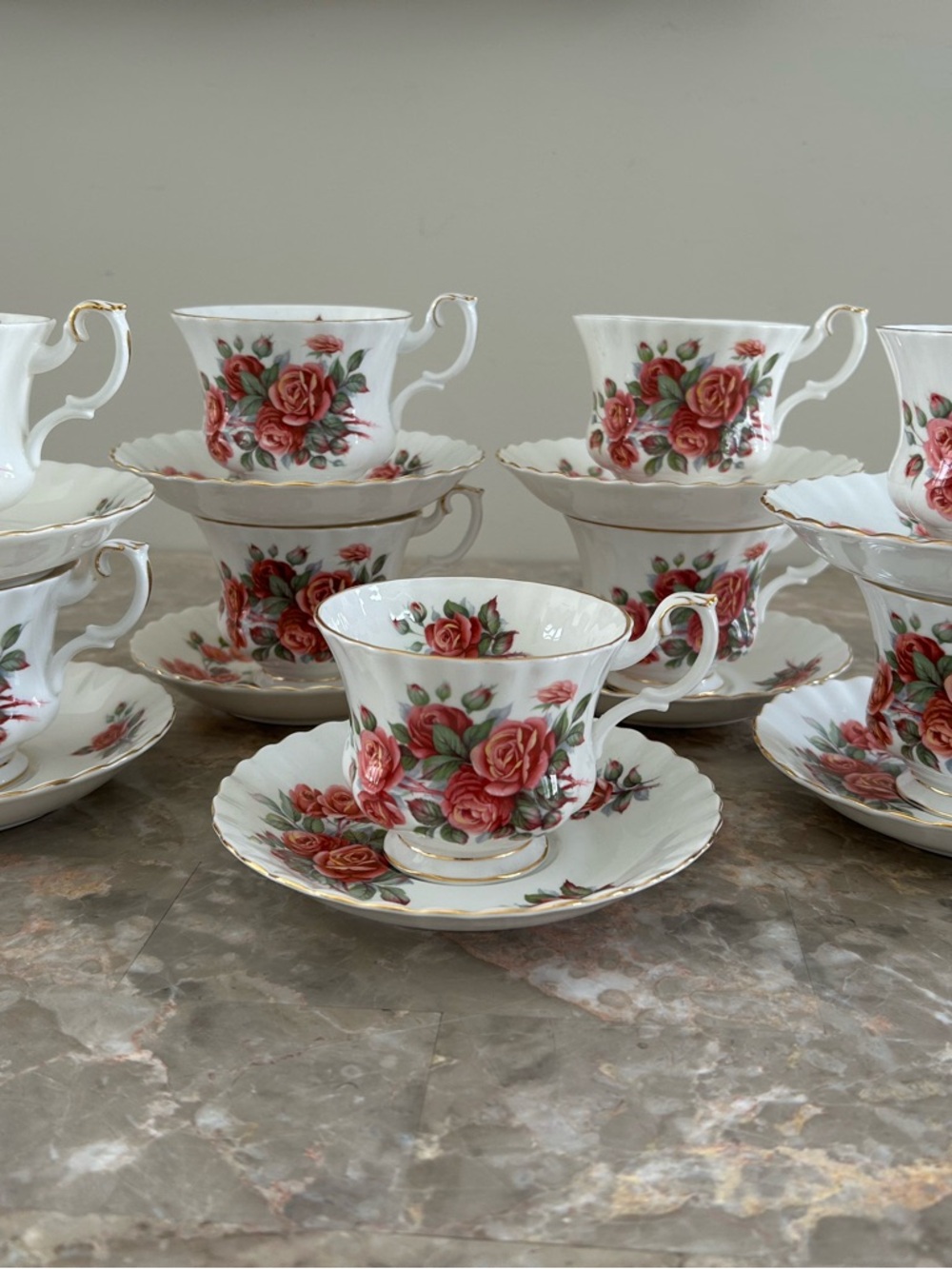 5 Royal Albert 'Centennial Rose' Cups & Saucers